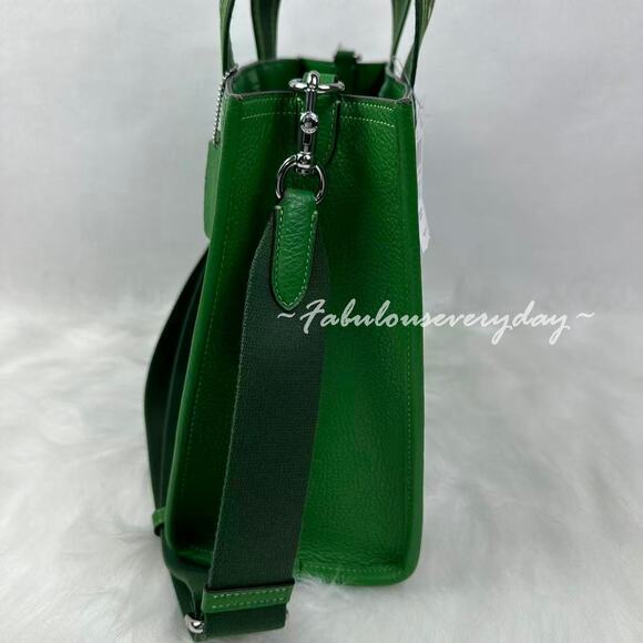 Coach Smith Tote Bag Crossbody In Leather/Silver/Kelly CBM10 NWT - Picture 2 of 9